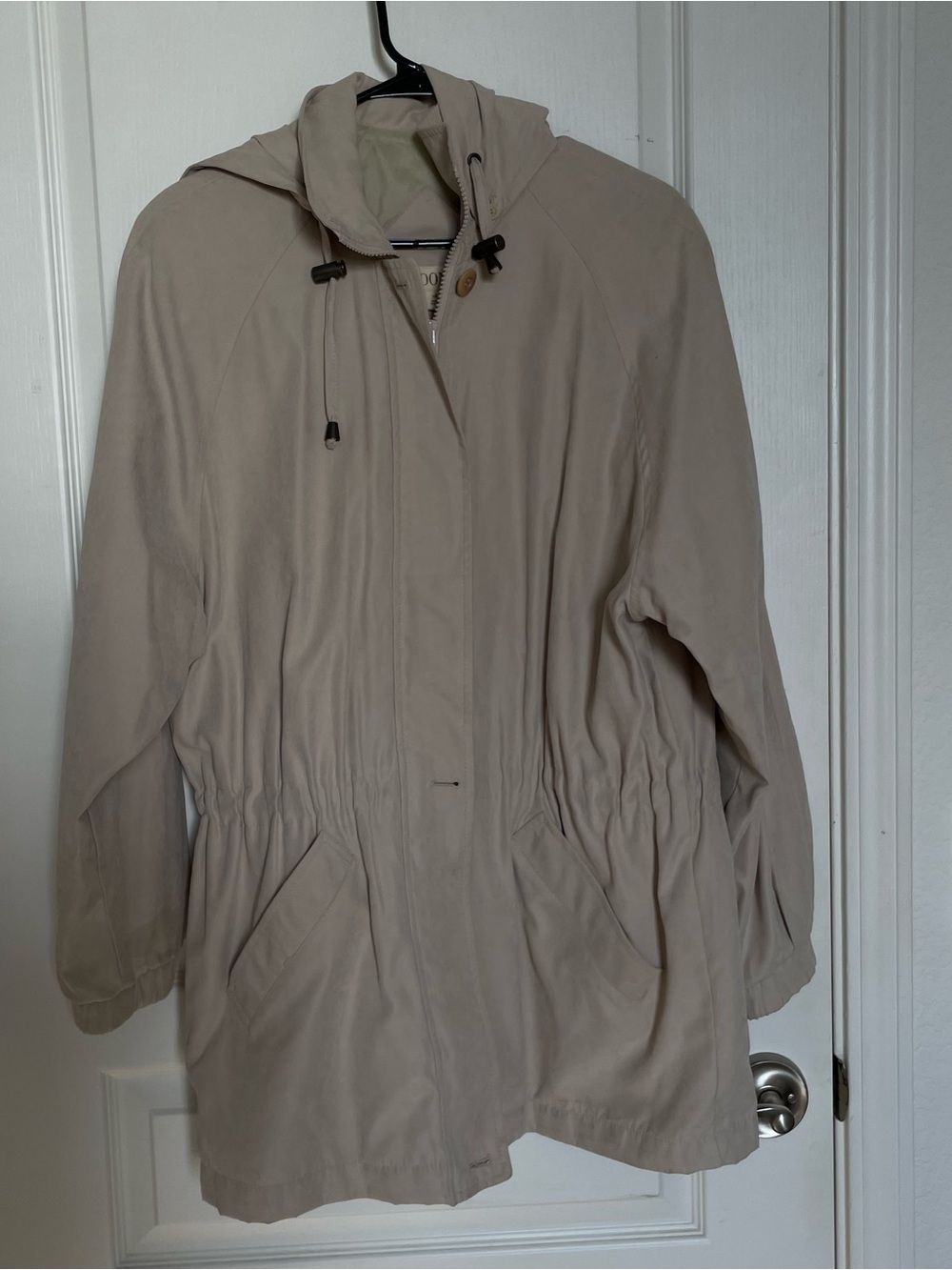 London Fog Women's Hooded Trench Coat in Light Beige
